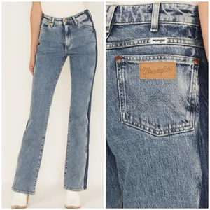 NWT Wrangler Westward 626 Two‎ tone ColorBlockHi Rise Bootcut Jeans Size 28 × 34 thumbnail 2
