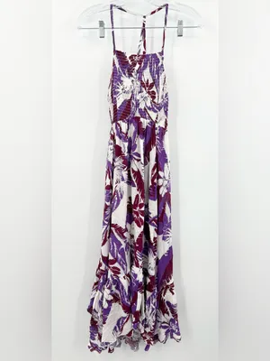 Free People‎ Purple Floral Print Heat Wave Women's Maxi Dress Size XS thumbnail 2