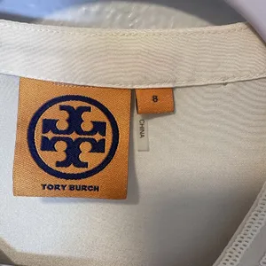 Tory Burch Size-8 Silk Embellished Blouse 3/4 Sleeve‎ Top Ivory thumbnail 2