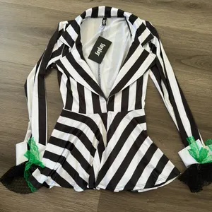 Forplay Beetlejuice Cosplay Costume Top Women's S/M Striped Sexy brand new thumbnail 1
