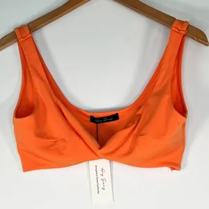 Hey Samy Tessa Orange Cropped Top Midi Bodycon Two Piece Skirt Set Womens L NWT thumbnail 3
