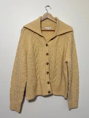 J. CREW Collared Cable Knit Cardigan Size XL Sweater Cream Fall Winter CC004 thumbnail 2