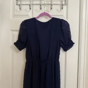 Lulus Falling Into You Navy Blue Swiss Dot Tiered Maxi Dress - Size Medium thumbnail 8