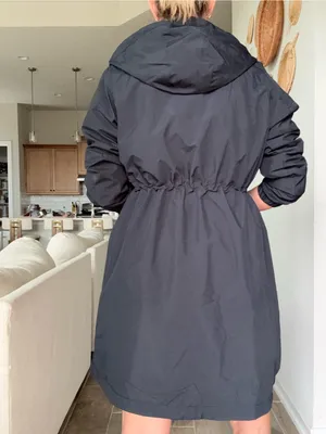 NWT New Balance Black Longline Hooded Rain Jacket or Parka Large thumbnail 7