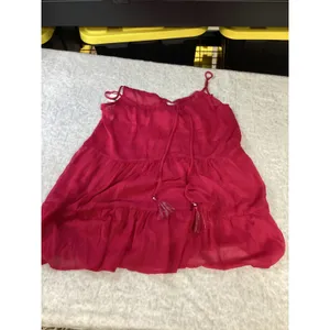 Lucky Brand Pink Tiered Sheer Swim Cover Up Dress Tassel Tie‎ Large 1076033 PNK thumbnail 5