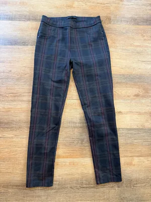 Sanctuary Plaid Slim Ankle Pants in Black with Burgundy and Charcoal thumbnail 2