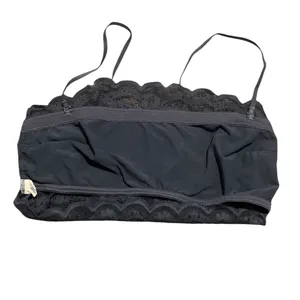 Black Floral Lace Bandeau Bralette Size Small Adjustable Straps Stretch Boho Lay thumbnail 5