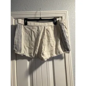 Aerie Shorts‎ Women XL Cream Navy Blue Striped Crochet Lace Trim Cotton Casual thumbnail 3