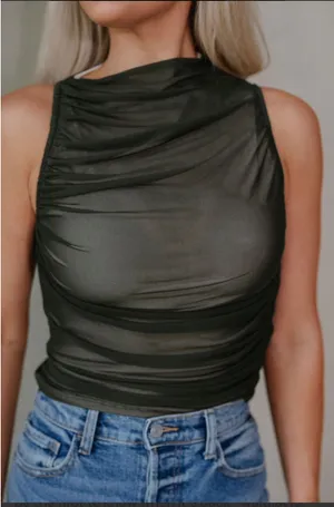 These Three Boutique Mesh tank top olive green thumbnail 4