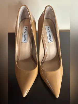 Steve Madden Vala Camel Patent Pointed-Toe Pumps thumbnail 6