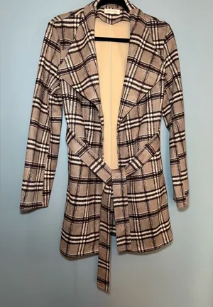 SOLITAIRE Plaid‎ Women's Jacket with Belt thumbnail 1