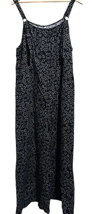 Floral jumpsuit black green botanical wide leg large thumbnail 1