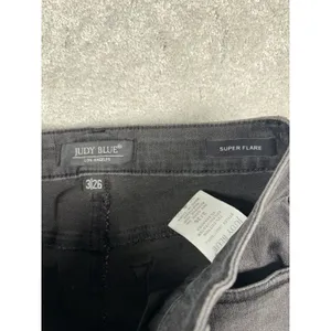 Judy Blue Super Flare Jeans Women's 3/26 Black Wash Distressed Frayed Hem thumbnail 3