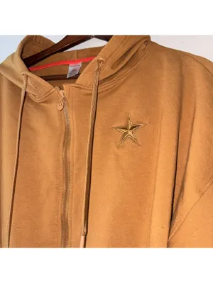 KadyLuxe Cropped Star Embroidery Zip-Up Hoodie – Size Large Dallas cowboys thumbnail 2