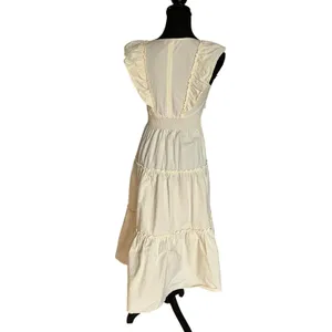 Derek Lam Yellow Tiered Ruffle Midi Dress Size 2 Cotton Cottage Designer $420 thumbnail 8