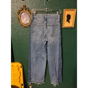 GAP WASHED BLUE HIGH RISE STRIDE TWO TONE FLARED LEG Jeans Womens 26/2 Denim Boh thumbnail 2
