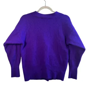 Shannan Vtg Angora‎ Lambswool Cardigan Sweater Purple Fuzzy Button Front M Luxe thumbnail 2