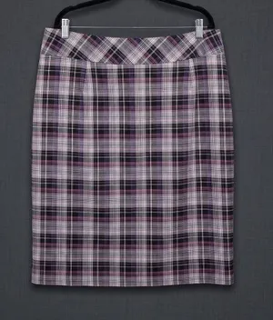 Alex Marie Plaid Pencil Skirt Purple Black Pink Career Wear Plus Size 16W thumbnail 1