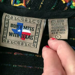 Don't Mess with Texas Jacket Blazer Large Multi Color Concho Buttons Vin… thumbnail 9