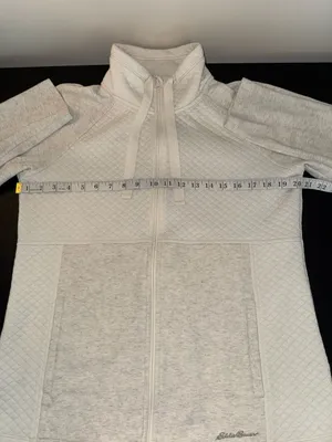 Eddie Bauer Women Beige Quilted Full Zip Hoodie Jacket-XL thumbnail 4