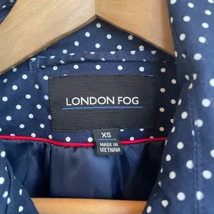 London‎ Fog Belted Trench Coat in Navy Polka Dot Size XS thumbnail 4