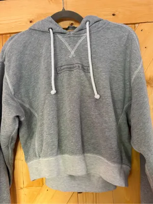 Abercrombie & Fitch Cropped Oversized Logo Hoodie Grey Size XS⁠ thumbnail 7