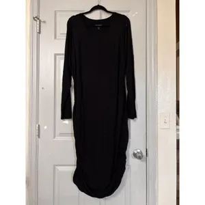 Good American Women Dress Size 7 black Jersey Slinky ruched *flaw see desc* thumbnail 13