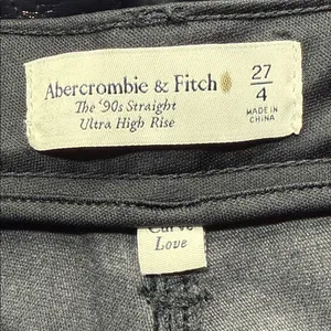 Abercrombie & Fitch Blue 90s Straight Ultra High Rise Faux Leather Pants thumbnail 5