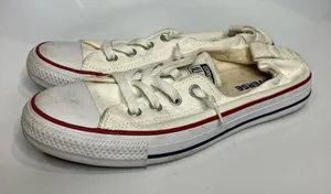 Converse white lace up sneakers women’s size 9‎ casual skater skateboard canvas thumbnail 1