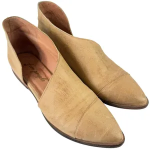 Free People Royale Flats Leather Pointed Toe Cutout Tan Slip On Womens US 6‎ thumbnail 1