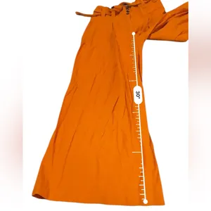 Eudon Choi Belted Wide Leg‎ Pants Bright Orange Linen Blend High Rise Women’s 2 thumbnail 16