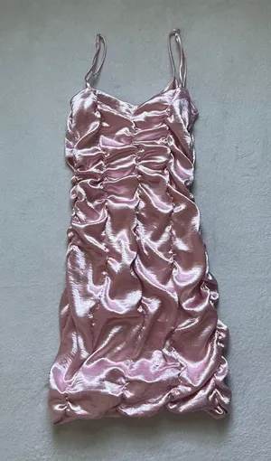 Urban Outfitters ˚₊‧꒰ა pink satin ruched mini dress ໒꒱ ‧₊˚ thumbnail 3