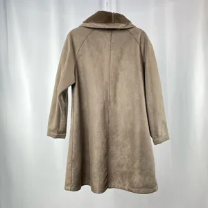 Adrienne Landau Vegan Suede & Fur Tie Closure Swing Coat in Brown Size Medium thumbnail 4