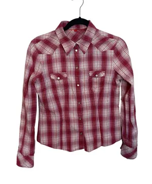 Esprit Vintage Western Plaid Embroidered Pearl Snap Shirt thumbnail 1
