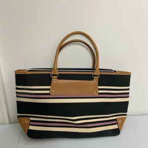 Victoria’s‎ Secret purple cream black striped zip shoulder bag with coin purse thumbnail 2