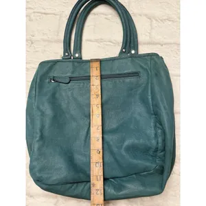 Perlina Brushed Leather‎ Hobo Shoulder Bag Purse Green Buckle Medium Tote thumbnail 4