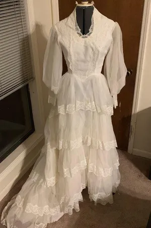 70s Prairie wedding dress White thumbnail 1