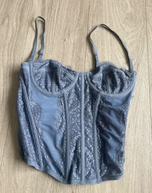 Urban Outfitters Light Blue Lace Bustier Tank Top thumbnail 1