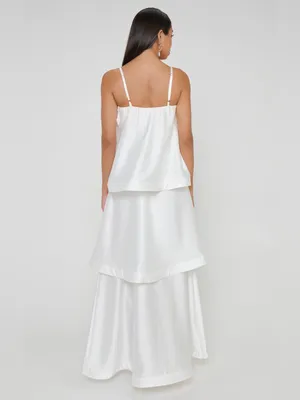 NWOT Show Me Your Mumu Ella Tiered Maxi Dress size XL white ivory satin thumbnail 5