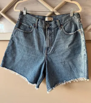 Abercrombie Fitch Jeans Shorts Womens 31 Blue The Loose High Rise 6" Blue NWT thumbnail 1