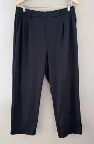 Halara Flex High Waisted Pleated Side Pocket Tapered Work Pants Black Large thumbnail 1