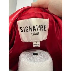 Moto Y2K Signature Eight Red Faux Leather Cropped Wrap Blazer Jacket‎ Small S thumbnail 4
