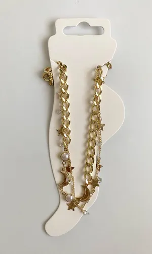Gold Plated Moon & Stars Anklet thumbnail 1