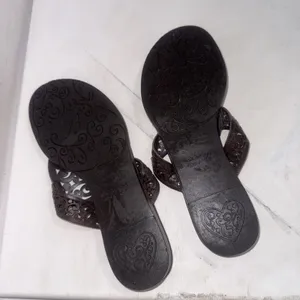 Vintage Y2K Brighton Cedar Leather Heart Flip Flop Sandals Shoes Brazil Sz 6.5 thumbnail 14