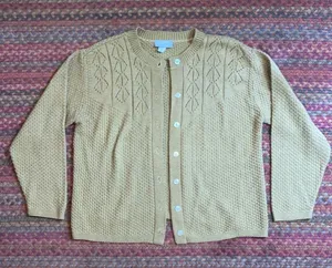 Vintage Basic Acrylic Brown Knit Button Up Cardigan Grandma Sweater thumbnail 1