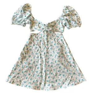 Dress Mini Cutout Floral Print Blue & White XS thumbnail 4