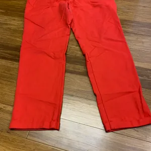 Zara Basic Red Trousers Pants High Rise‎ Utility Pockets Women Size 10 Career thumbnail 4