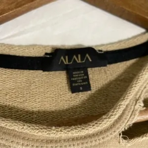 ALALA Cypher Distressed Sweatshirt Small Tan Cutout Pullover Athleisure thumbnail 4