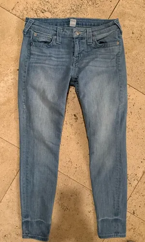 vintage True Religion Blue SkinnyJeans 28 lowrise ankle skny string crystal thumbnail 1