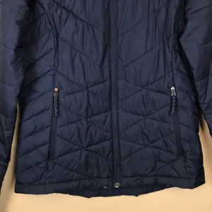 Columbia Women’s Omni-Heat Puffer Sherpa Lined Hood Navy Blue Zip-Up Jacket thumbnail 3